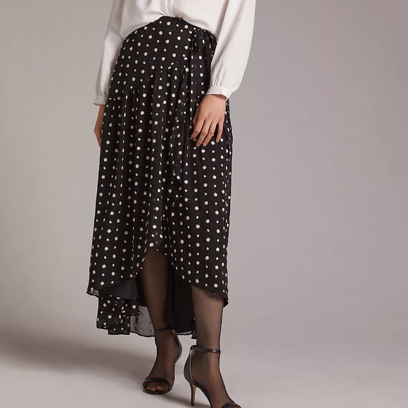 NWT HOST PICK 🌹 Anthropologie Embroidered Wrap Midi Skirt - Picture 2 of 9